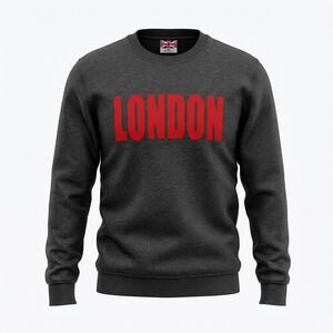 UK London Graphic Sweatshirt XL Grey Fleece Lined Streetwear Pullover